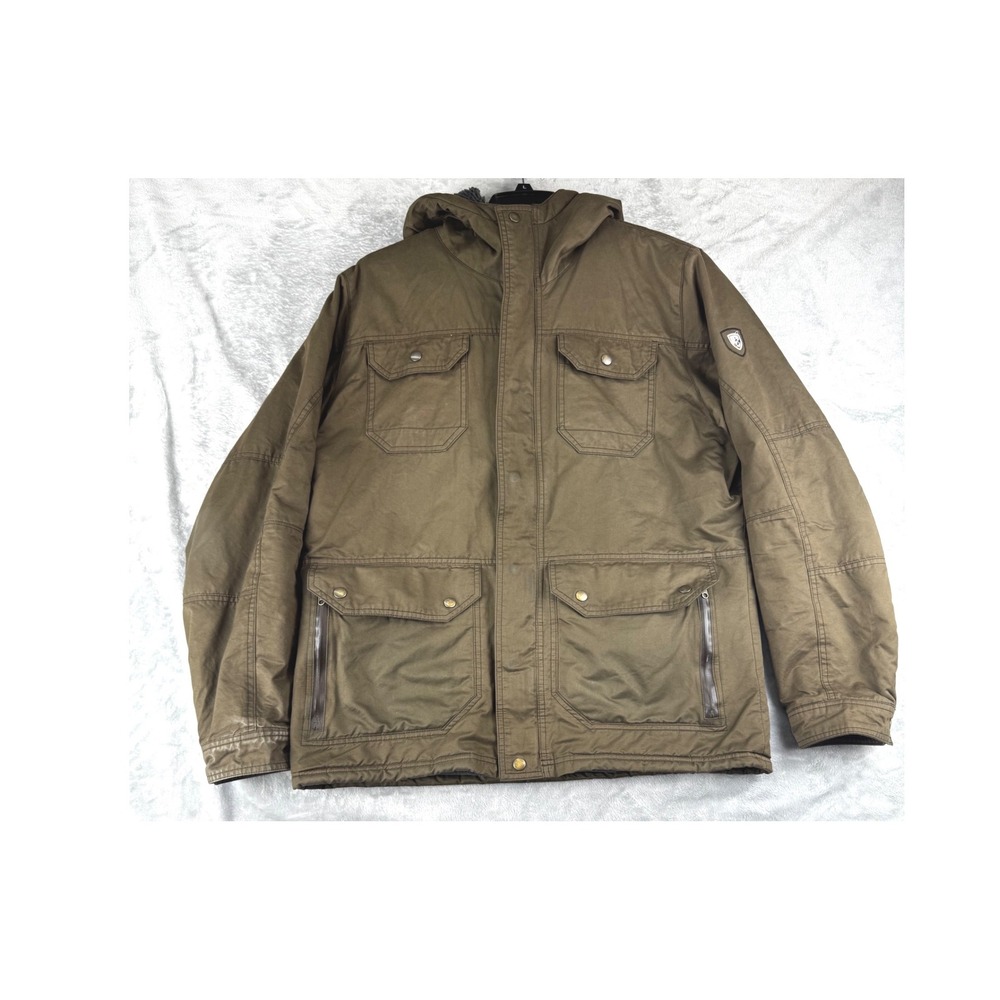 Kuhl Large Projekt Jacket Mens Brown  Fleece Lined Hoodie‎ Parka Style 1123